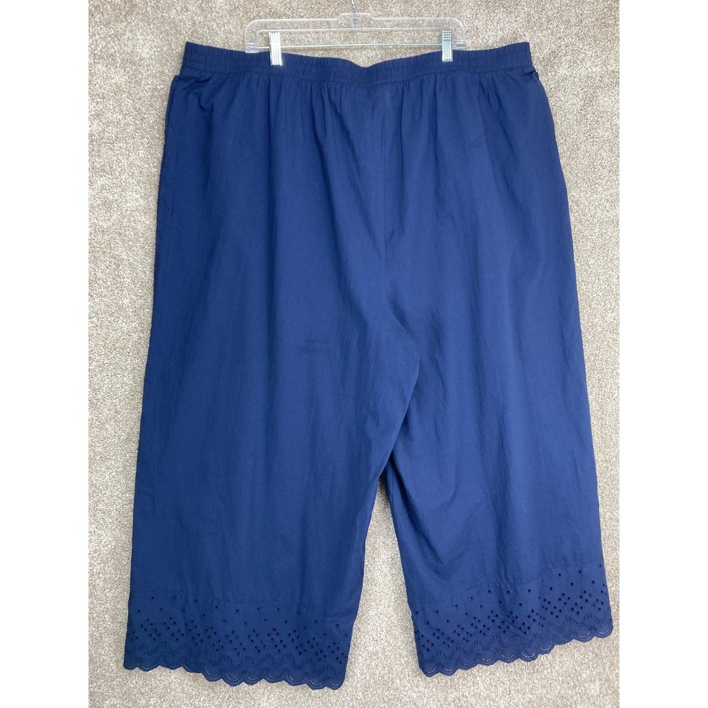 Torrid Embroidered High Rise Wide Leg Pants Womens 4 Navy Blue Summer Pullon NWT